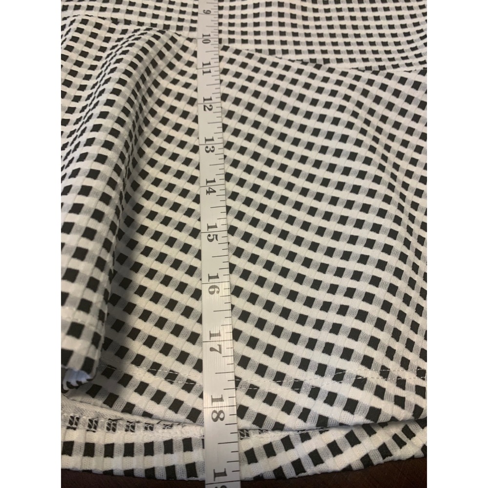 Banana Republic Gingham Flounce Hem Mini Skirt Black White Size 4 Zip Back - Picture 6 of 7